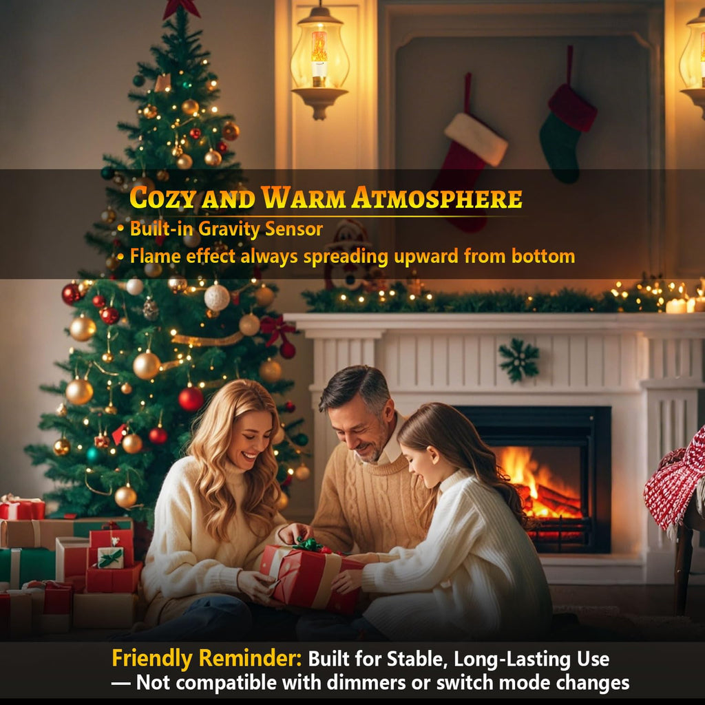 HoogaLife Flame Light Bulbs, E26 Led Light Bulb with Effect of Real Candle Fire Light, 4w Flame Bulb with Upside Down Effect, for Christmas Halloween Home Party Holiday House Room Porch