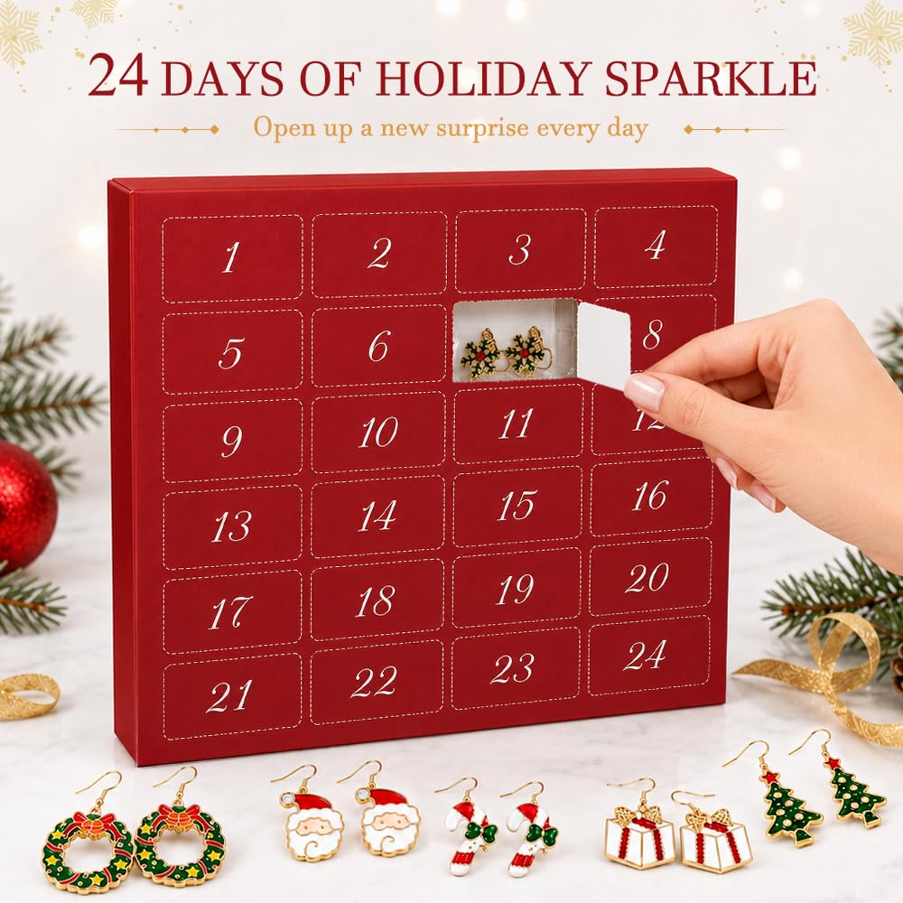 Christmas Earrings Jewelry Advent Calendar for Women 2026 Gifts Accessories