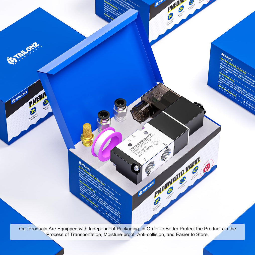 TAILONZ PNEUMATIC 3/8"NPT Solenoid Valve 3V310-10 DC12V Single Coil Pilot-Operated Electric 2 Position 3 Way Connection Type(Junction Box)