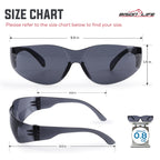 BISON LIFE BLack Safety Glasses - 12 Pairs of Scratch Resistant Eyewear, Polycarbonate Impact Resistant Lens