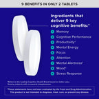 Qunol Brain Health Memory Plus with B6, Magnesium L-Threonate & Citicoline, Clinically Tested Ingredients to Improve Memory, Focus, Attention and Productivity, 90 Count