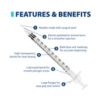 EasyTouch U-100 Insulin Syringes (30G 1.0cc 5/16") - 500 ct.