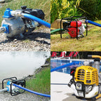 DAVCO 2" ID × 25 ft Pool Backwash Hose, Heavy Duty Reinforced Blue PVC Lay Flat Water Discharge Pump Hoses For Swimming Drain Pools and Clean Filters, with Aluminum Camlock C and E Fittings