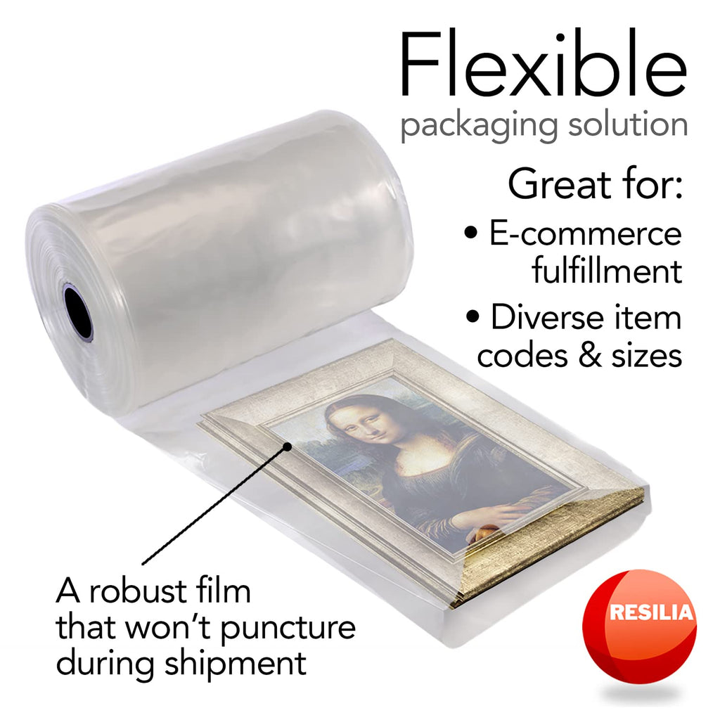 RESILIA Lay Flat Poly Tubing - Food-Grade Polyethylene, Custom Poly Bag Packaging Solution, 16 Inches x 500 Feet, 4 Mil, 0.004 Inch, Thickness, 1 Roll, Made in the USA