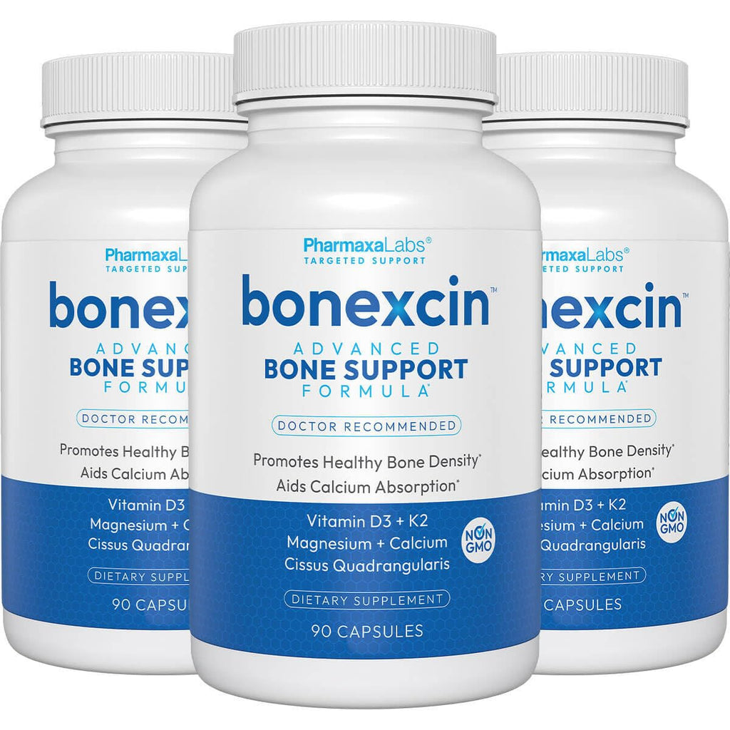 Bonexcin Advanced Bone Support Formula – Calcium, Magnesium, Vitamin D3 & K2 – Bone Density & Strength Supplement for Women & Men – Joint, Menopause & Osteoporosis – 90 Capsules (Pack of 3)