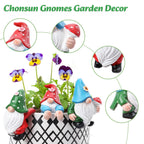 Chonsun Garden Gnomes Statue, 3 Pcs Flower Pots Hugger for Planter Decor