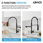 Oil Rubbed Bronze Kitchen Faucet,AIMADI Commercial Style Spring Kitchen Sink Faucet,Modern Single Handle Single Hole Kitchen Faucets with Pull Down Sprayer
