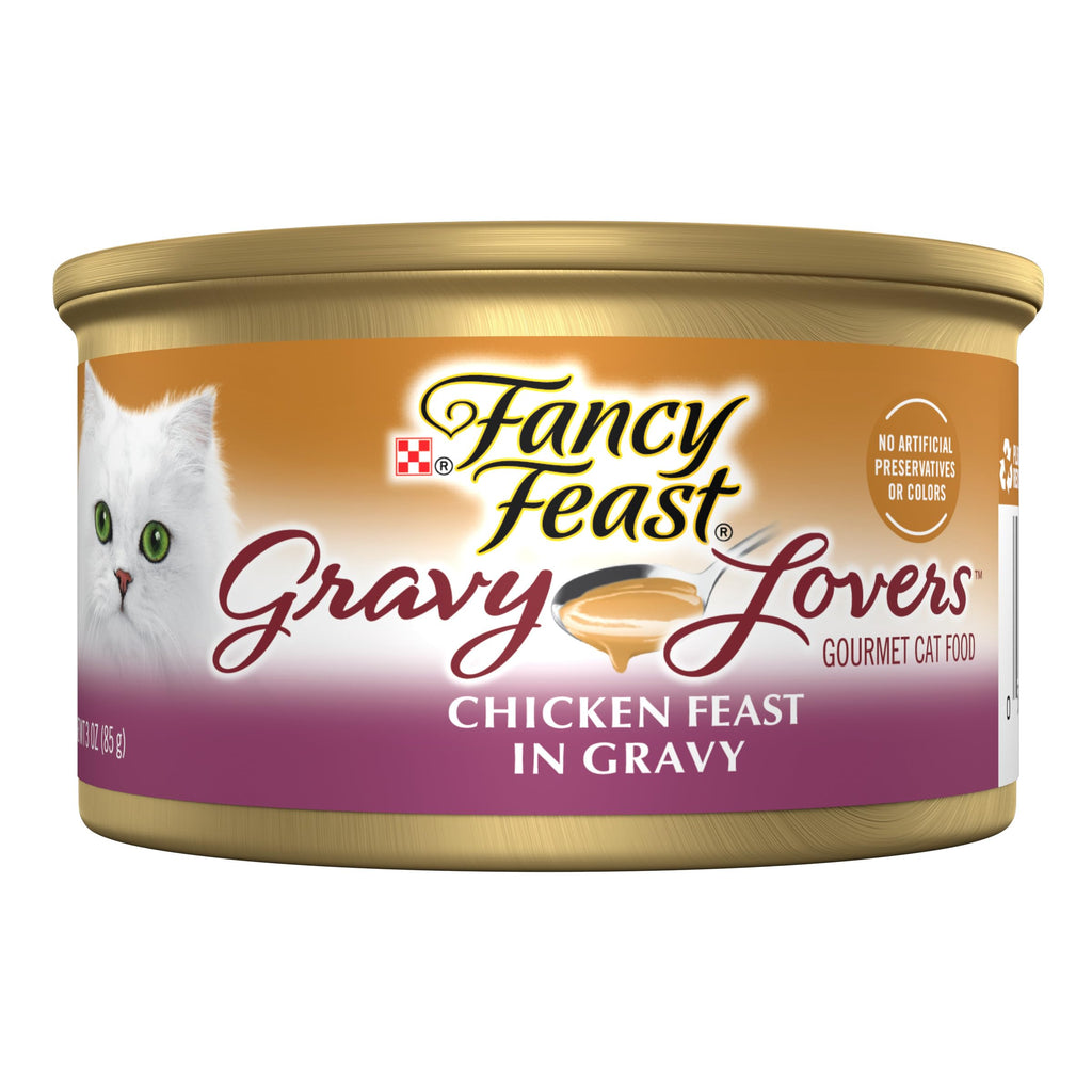 Fancy Feast Purina Gravy Lovers Chicken Wet Cat Food, 3 oz Cans, 24-Pack
