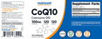 Nutricost CoQ10 100mg, 120 Vegetarian Capsules, 120 Servings - High Absorption, Vegetarian, Non-GMO, Coenzyme Q10