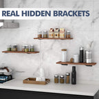 Starunder 4 Pack Floating Shelf Brackets,12 inch Heavy Duty Industrial Shelf Bracket, Black Metal L Brackets for Shelves Support DIY(1/5 Inch Thicked)