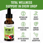 NaturalSlim Liquid B12 Vitamins with Vitamin D - Metab-12 Methylcobalamin 2500 mcg B12 Sublingual Drops for Metabolism, Energy, & Immune Support - Berry Flavor 1 fl oz