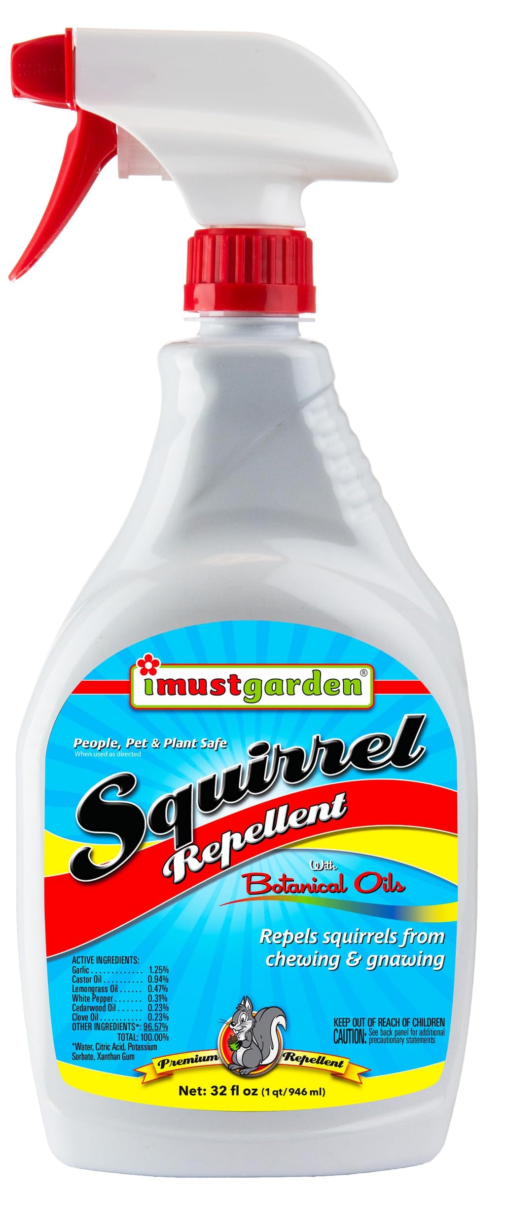 I Must Garden Squirrel Repellent: Protects Vehicles, Plants, Decking, & Furniture – Works on Chipmunks – 32oz Ready to Use