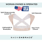 BackEmbrace Posture Corrector for Women and Men - Made in USA - Slim and Adjustable Shoulder Brace - Back Brace for Back Pain Relief - Sand Drizzle M/L