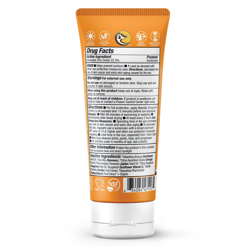 Badger Kids Mineral Sunscreen Cream SPF 40, 98% Organic Ingredients, Zinc Oxide Sunscreen for Kids Face & Body, Water Resistant, Reef Friendly, Hawaii Approved Broad Spectrum Sunblock, 2.9 fl oz
