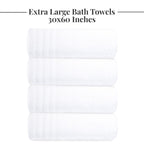 Tens Towels 4 Piece Extra Large Bath Towels 30 x 60 Inches, White