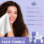 PoeticEHome Extra Thick Face Towels Disposable | Cotton Soft Dry Wipes Biodegradable for Facial Cleansing & Makeup Remover (4 Pack)