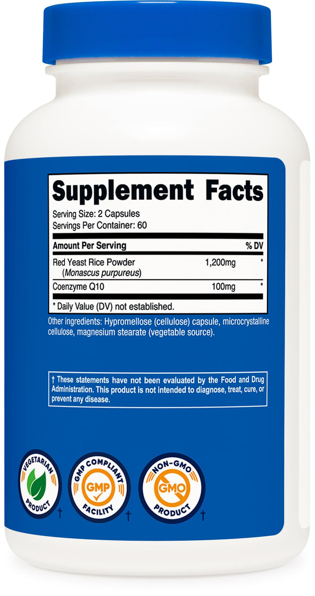 Nutricost Red Yeast Rice with CoQ10 1300mg, 120 Capsules, 60 Servings - Non-GMO, Gluten Free