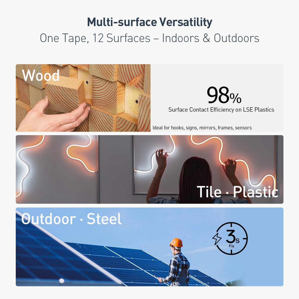 3M Double Sided Tape, 1" x 18Ft Foam Tape, 1600TG, Grey