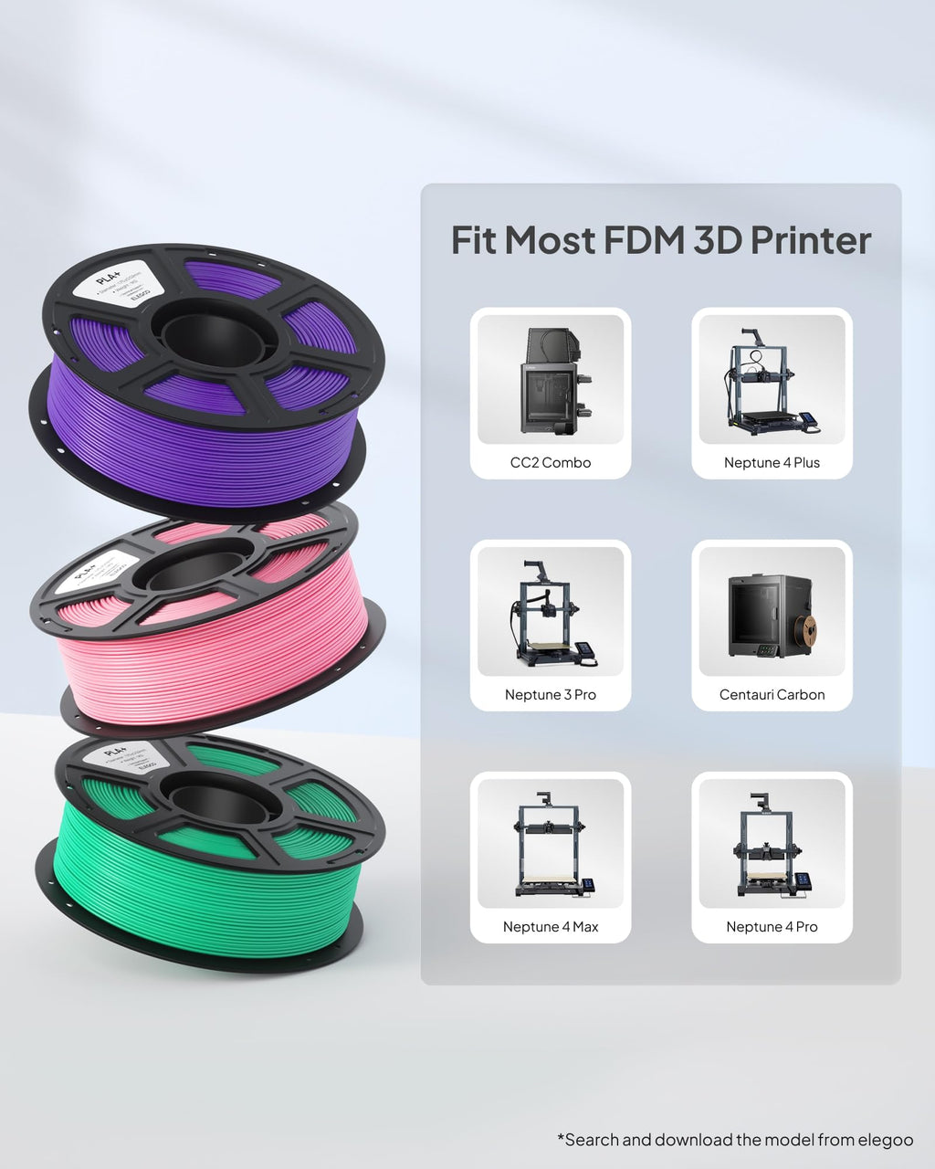 ELEGOO PLA+ Filament 1.75mm Sky Blue 1KG, High Toughness PLA Plus 3D Printer Filament Dimensional Accuracy +/- 0.02mm, 1kg Spool(2.2lbs) Fits for Most FDM 3D Printers