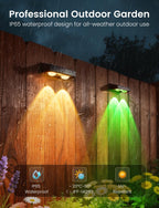 nibuuecer Solar Fence Lights Outdoor, 4 Pack Color Changing Fence Lights Solar Powered with 9 RGB Colors & 11 Lighting Modes, IP65 Waterproof Dusk to Dawn Fence Lights for Patio, Deck, Wall, Backyard