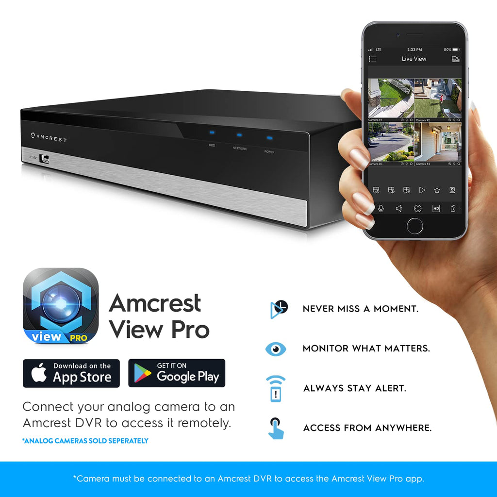 Amcrest 5MP UltraHD 8 Channel DVR Security Camera System Recorder, 5MP DVR for Analog Cameras, Remote Smartphone Access, Pre-Installed 4TB Hard Drive (AMDV5M8-4TB)
