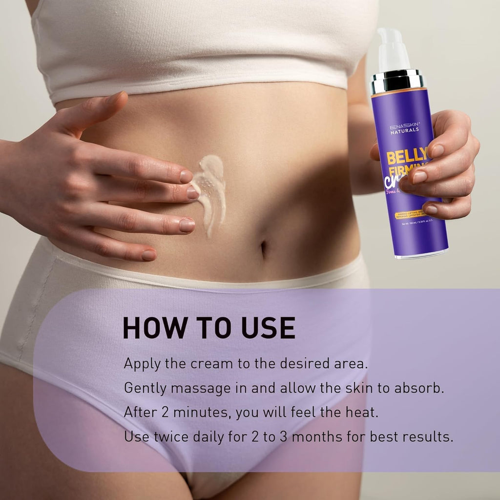 Enaskin Naturals Belly Firming Cream: Hibiscus & Honey Skin Tightening Cellulite Cream - Women Body Lotion for Firmness and Lift of Thighs & Stomach - Tummy Butter Stretch Marks - Purple 120 mL