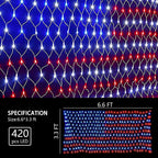 Solar American Flag Lights, 420 LED Waterproof American Flag Net Lights Independence Day Decorations 8 Modes Outdoor String Light for 4th of July Independence Day, Garden, Yard Home Decorations