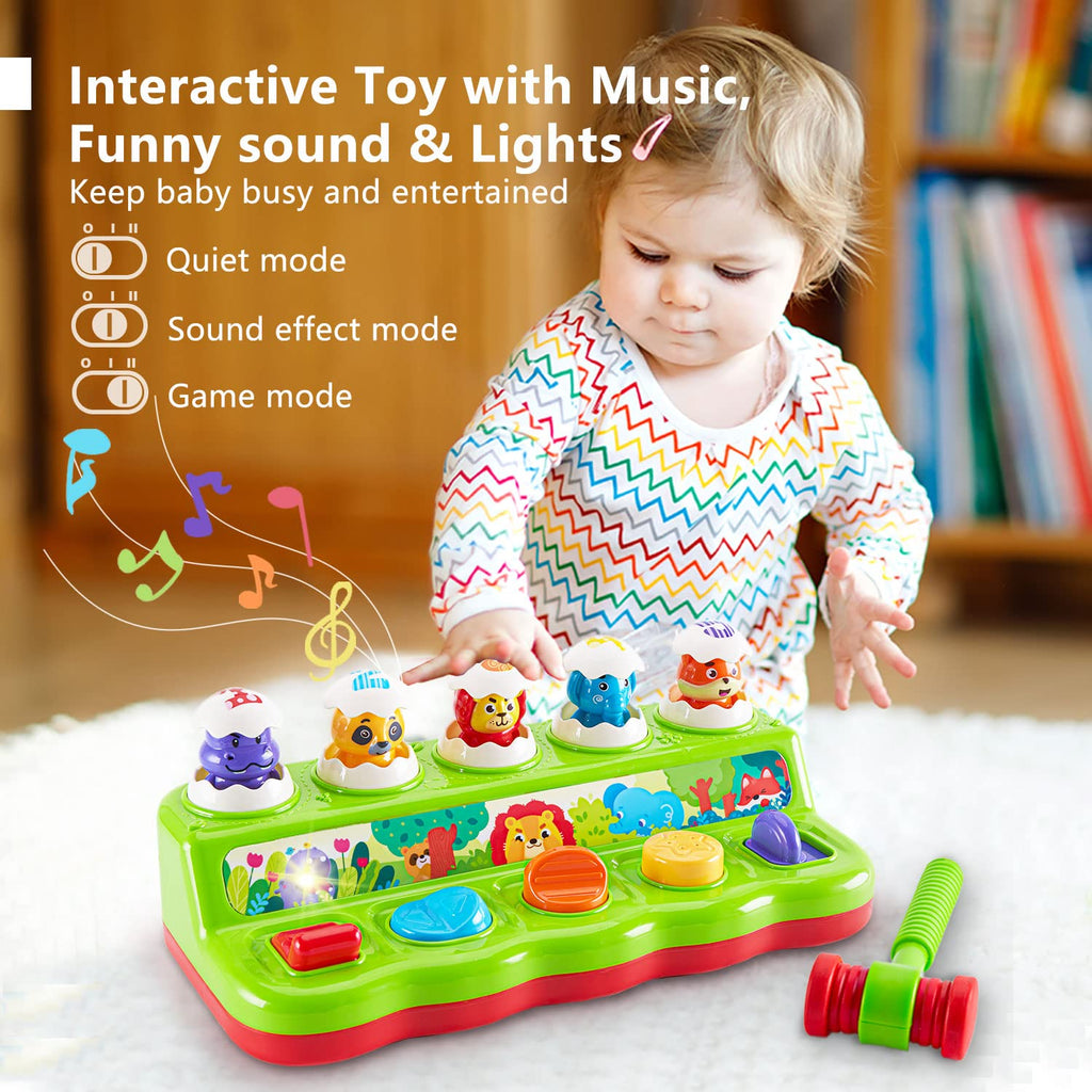 Baby Cause and Effect Pop Up Animal Toys for 1 Year Old Boy Girl with Light