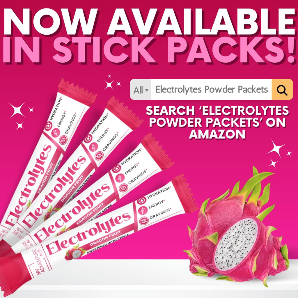 Zero Sugar Dragon Fruit Electrolytes Sticks - Refreshing Hydration - Caffeine Free Energy with Natural Ingredients - Vegan, Keto & Paleo - Sugar Free Electrolytes Powder Drink Mix - 30 Sticks