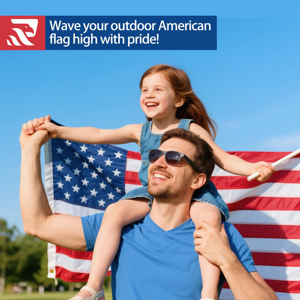American Flag Made in USA, 3x5 FT Heavy Duty Nylon Outdoor Flag, Super Durable for All-Weather High Wind Use, Fade-Resistant, UV-Protected & Tear-Proof, Longest-Lasting Embroidered Stars US Flag.