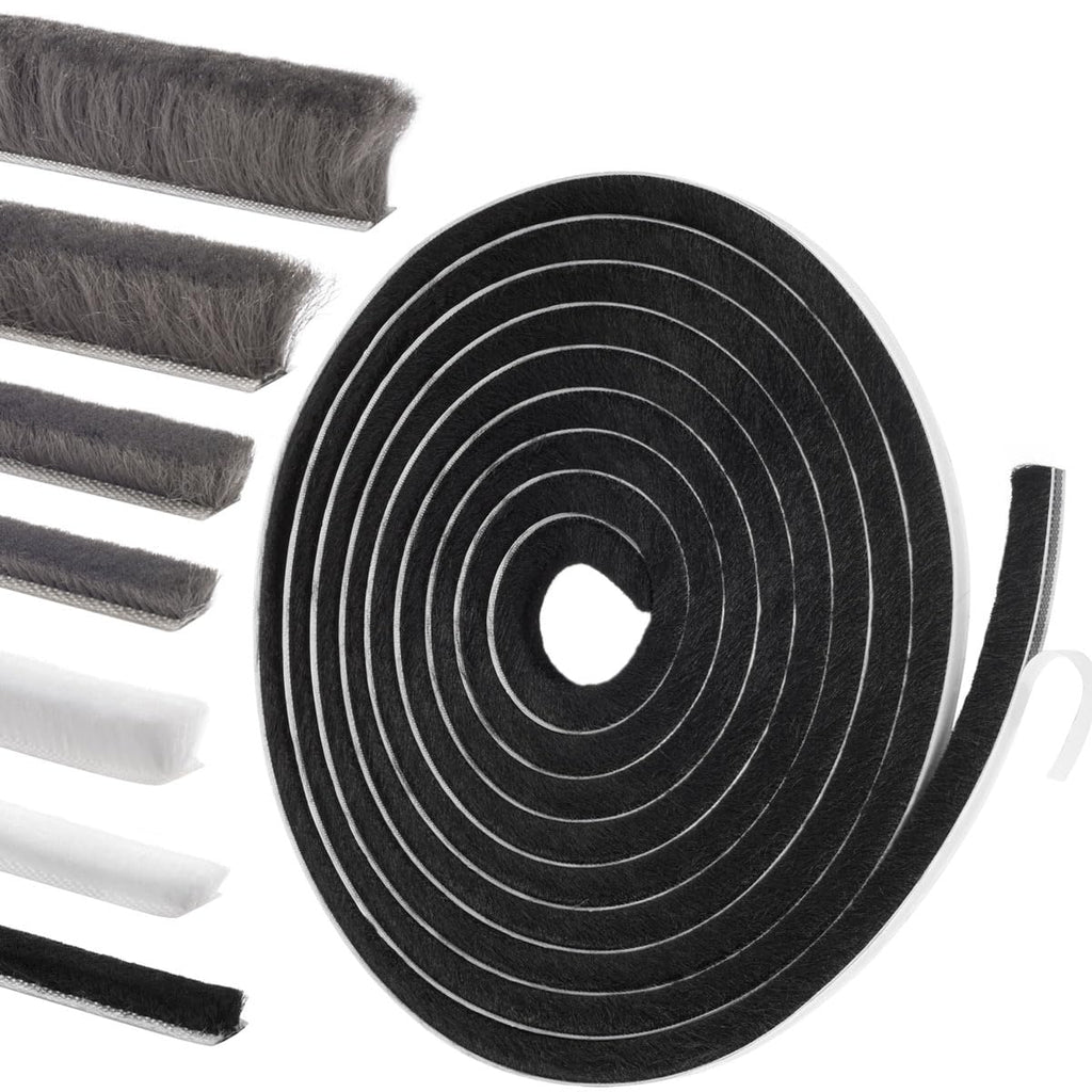 YOCCEK Self-Adhesive Weather Stripping Seal for Doors & Windows – Soundproof Insulation Gap Filler for Sliding, Exterior, Front, and Jamb Frames – 0.6" x 0.35" x 33 ft, Black