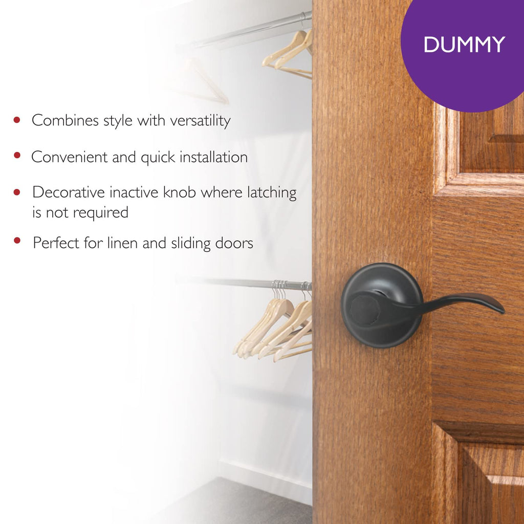 Design House Springdale One-Sided Non-Turning Dummy Door Lever, Matte Black, Decorative Interior Door Handle for Closet, Pantry, and French Doors, Reversible Surface Mount Hardware, 778878