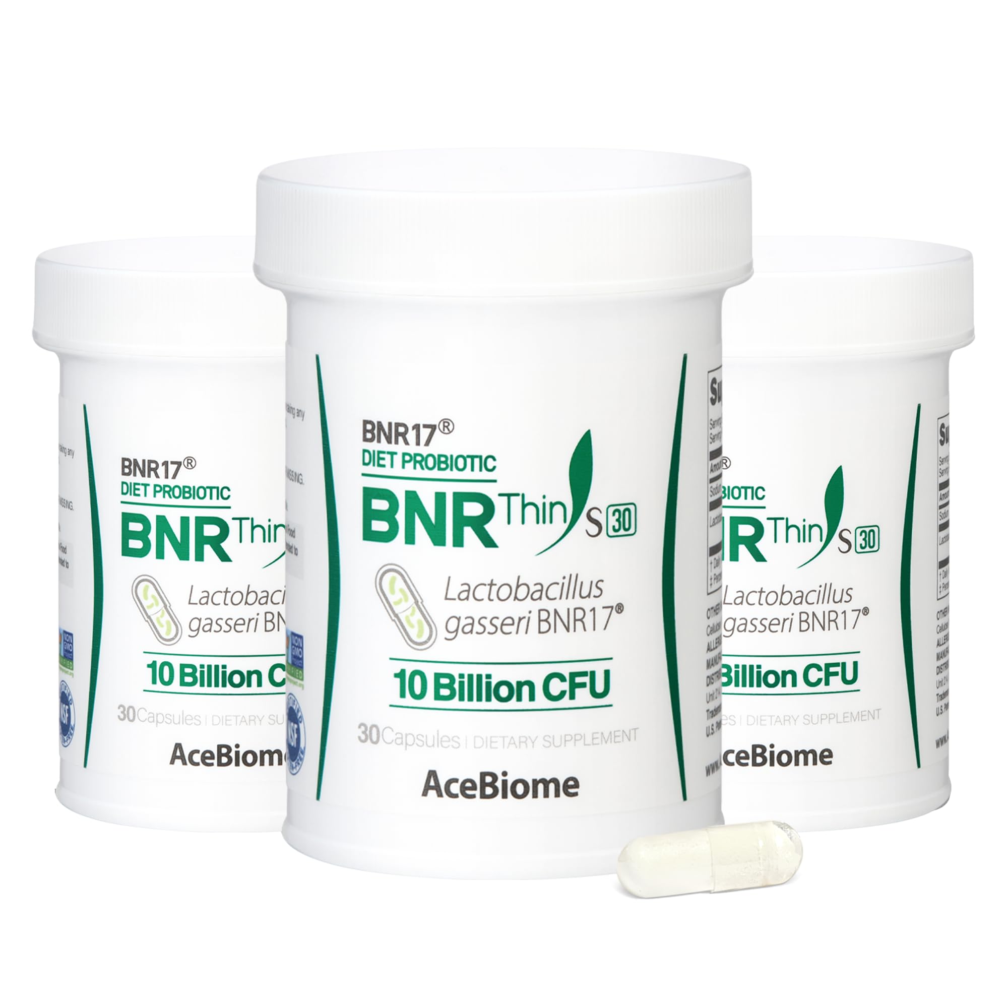 AceBiome BNRThin S30, Lactobacillus Gasseri BNR17, 10 Billion CFU Guaranteed, 90 Capsules (90 Serving, 3 Packs of 30)