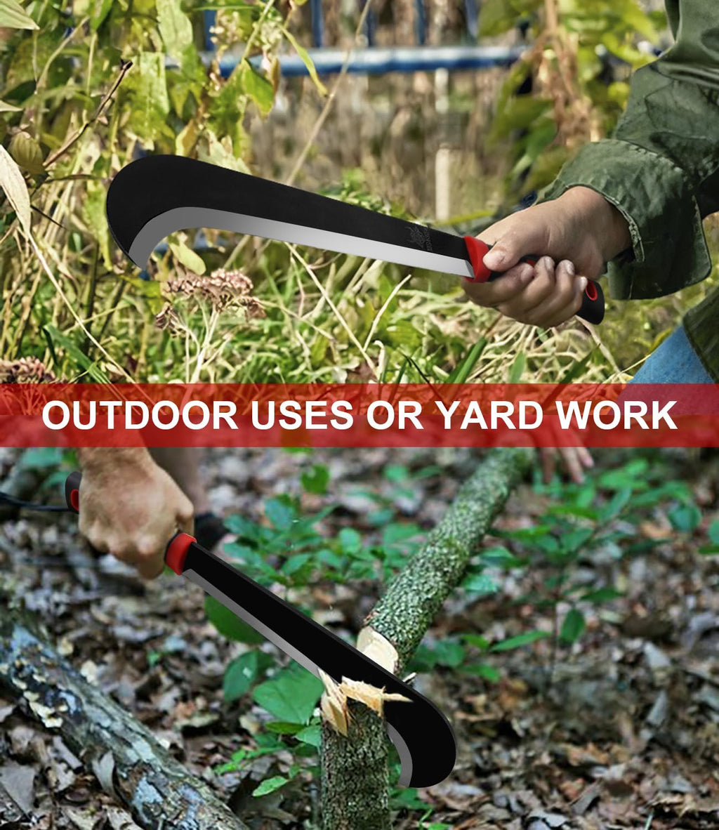 WICING Machete, 15 Inch Gardening Machete for Outdoor and Yard Work, 3Cr13 Stainless Steel and Non-Slip Handle with Nylon Sheath