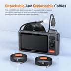 Triple Lens Endoscope Camera with Light, DEPSTECH 5" IPS Screen Endoscope Camera, 1080P Sewer Camera & Split Screen, 180° Rotation, IP67 Snake Cable, 8 Lights, Gadget for Automotive Mechanical Repair