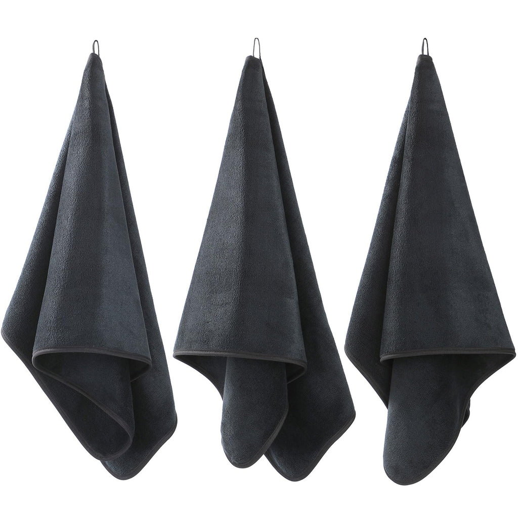 Wuwahold Microfiber Gym Towels Bigger Size Super Soft for Exercise Fitness, Sports, Workout, 380-GSM 15-Inch x 31-Inch Quick-Drying Towels (Black, 3 Pack)