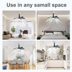 We Charger Socket Fan Light, Light Bulbfan with Remote Dimmable, 20.5IN for Garage Kitchen Balcony Living Tools Store Laundry Room (Black)
