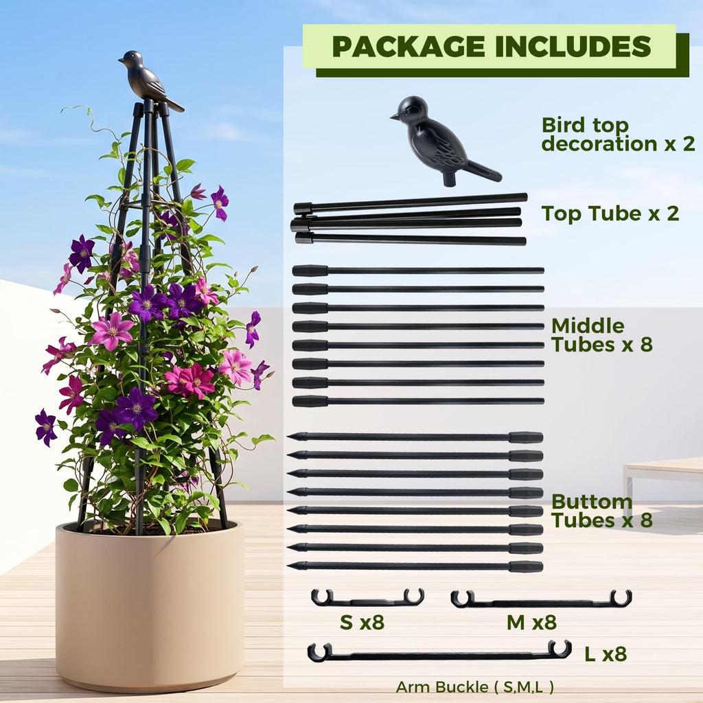 2 Pack Cucumber Trellis, 4FT Cucumber Trellis for Raised Bed, Garden Obelisk Trellis for Climbing Plants Outdoor Rustproof Plants Support for Flower Vine Vegetable Tomato Cage,Potted Plants