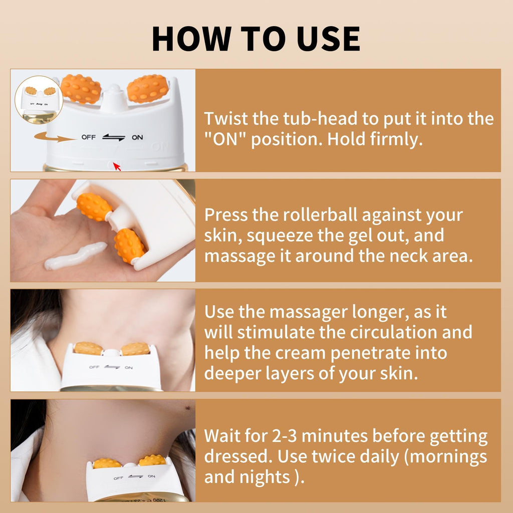 Ycz AH-8 Neck Firming Cream with Roller for Crepey Skin Body Care Comfort, Moisturizing, Anti-Aging Neck Cream with Peptide, Collagen, Smooths Wrinkles & Fine Lines Skin Care Skin Repair(Pack of 2)
