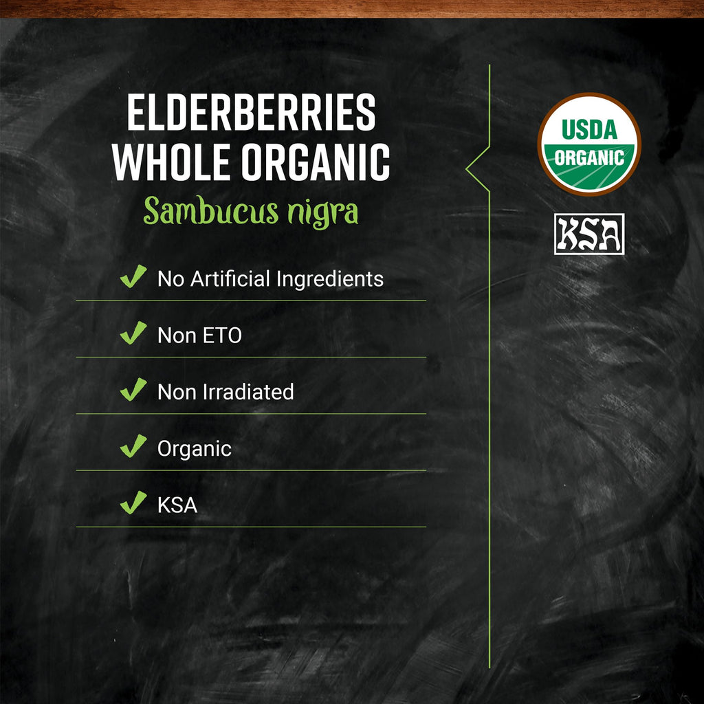 Frontier Co-op Organic Dried Elderberries, European Whole - Non-GMO Elderberry Berries Dried - For Tea, Immune Support - Kosher | 16 Ounce (Pack of 3)