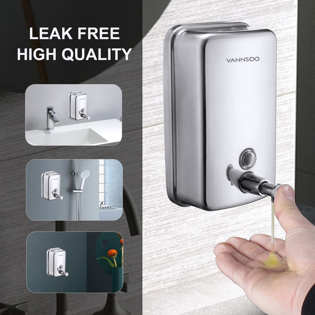 VANNSOO Commercial Soap Dispenser Wall Mount Stainless Steel, 37 fl.oz.