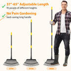 Rake, Garden Rake for Leaves, Heavy Duty Metal Leaf Rakes with 37-65 inch Adjustable Steel Handle, 25 Tines 18" Wide Rake Garden Tools for Lawns Yard Flower Bed Grass Mulch Shrub Camping Gardening