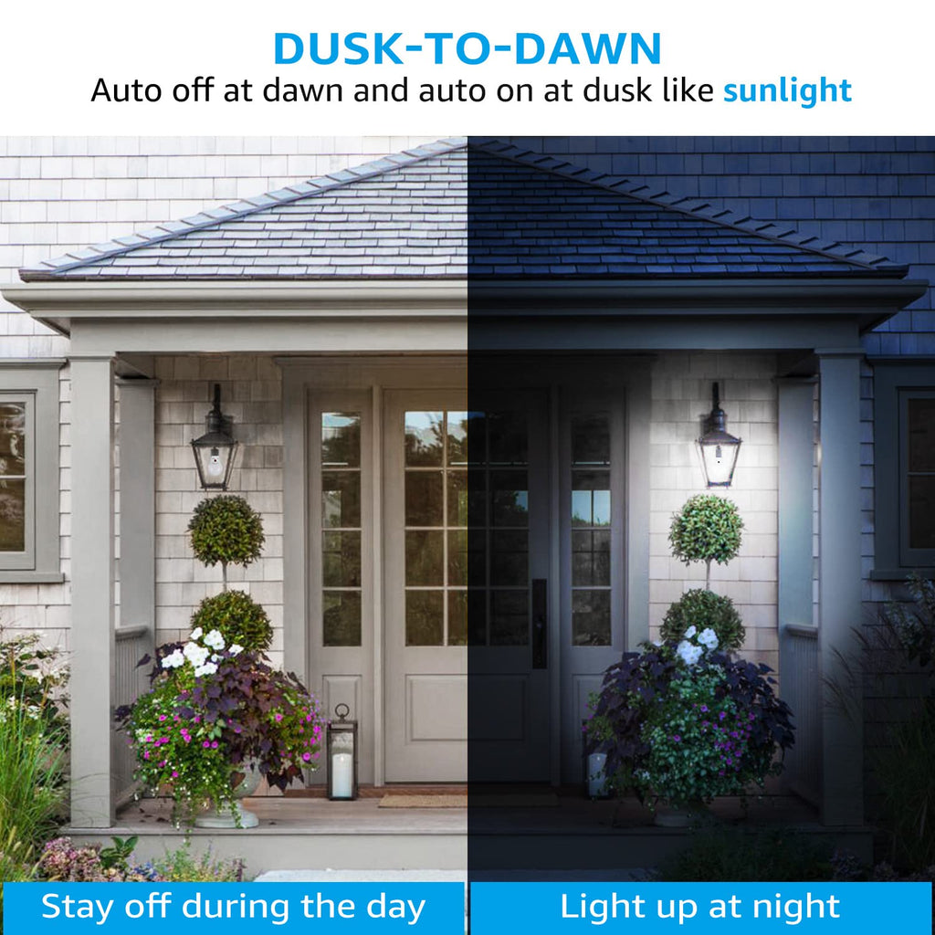 TORCHSTAR 4-Pack Dusk to Dawn LED Light Bulb Outdoor, A19, 5000K