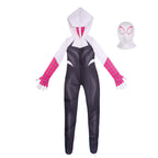MARVEL Spider-Gwen Official Youth Zentai Halloween Costume - Hooded Spandex Jumpsuit with Printed Design and Pull On Spandex Mask (M)