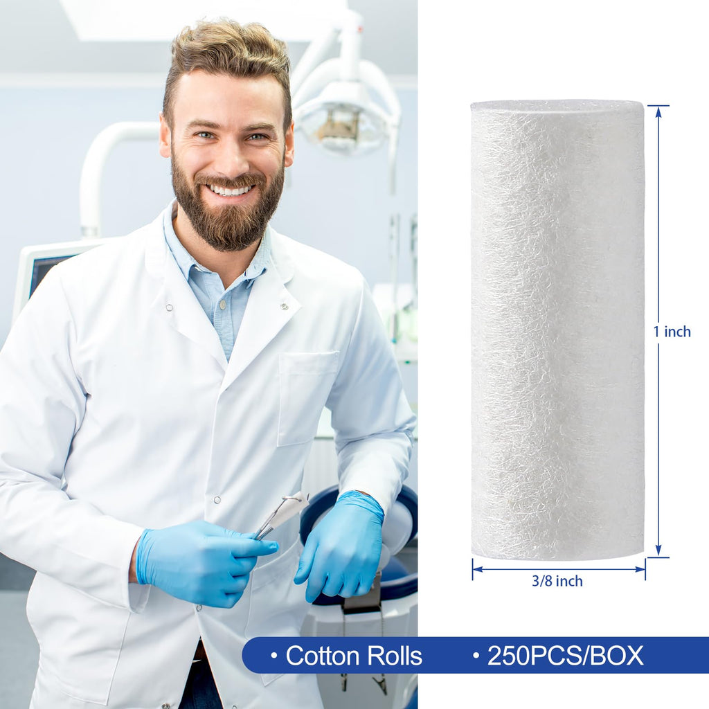 JMU 2000Pcs Dental Cotton Rolls, 1'' Non-Sterile Nosebleed Plugs, Nosebleed Stopper for Kids or Adults, High Absorbent Cotton Rolls, 8 Boxes of 250PCS