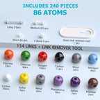 YCHOULEK Molecular Model Kit, 240 Pcs Organic Molecular Chemistry Set, Atom Element Model Kit for Lessons in Chemistry, Molecular Structures Building kit, Ochem Science Gift for Teachers and Students