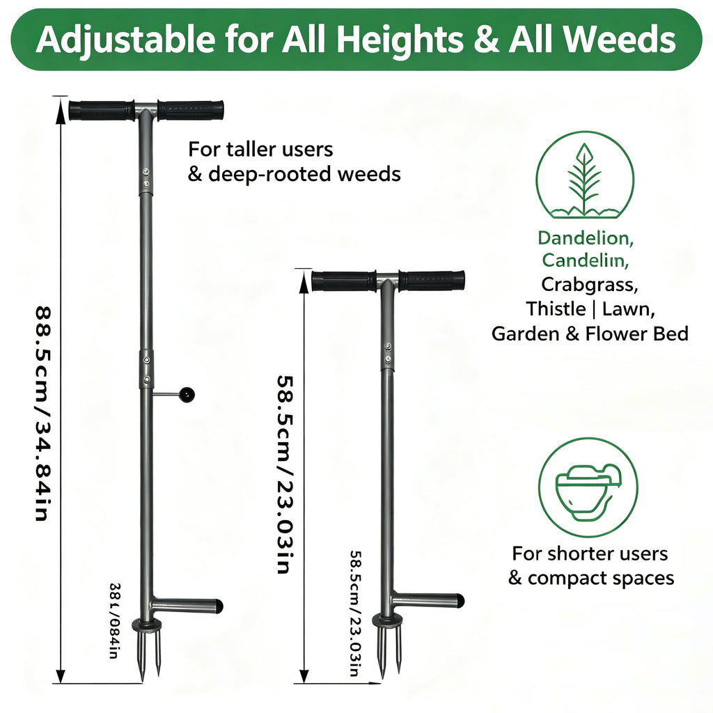 OUTUQ Stand-Up Weed Puller Tool - Stainless Steel with Ergonomic Handle & Foot Pedal