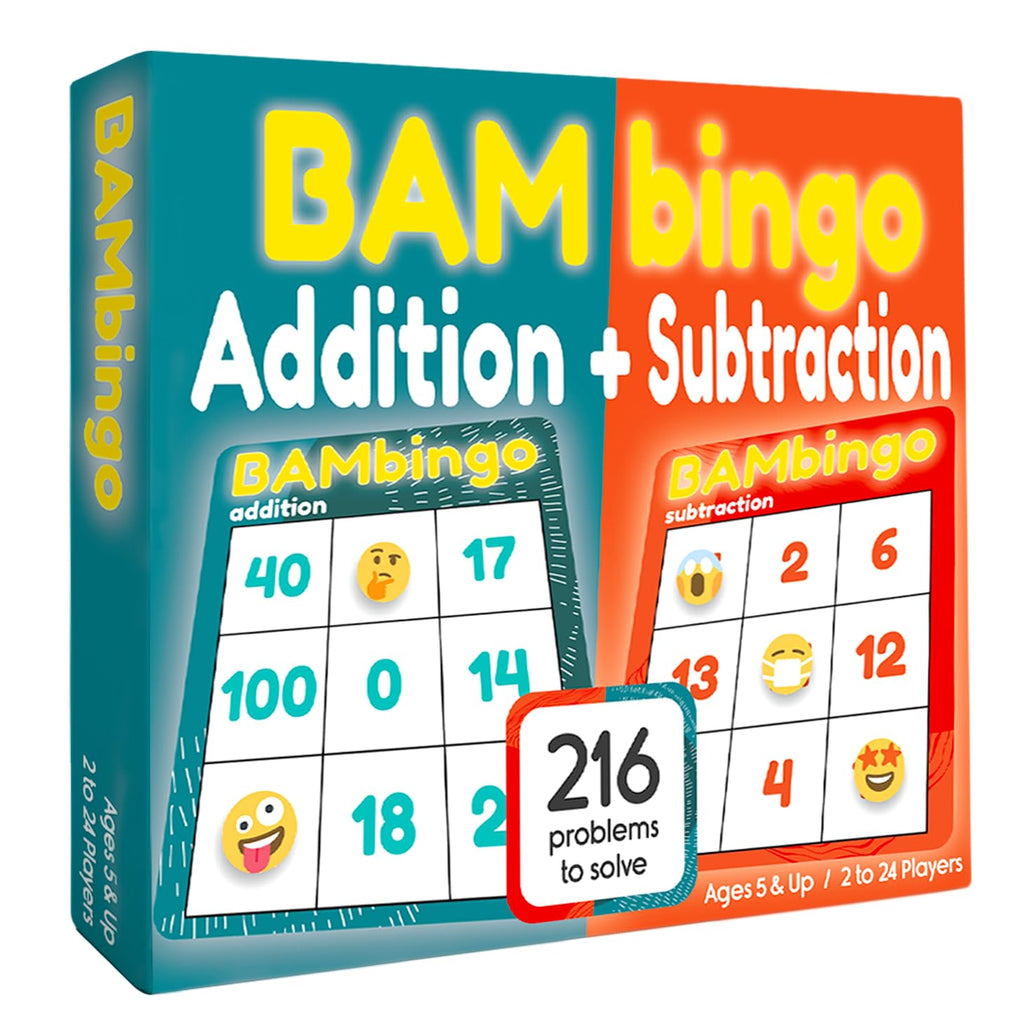 THE BAMBINO TREE Addition and Subtraction Facts Bingo Game - 1st 2nd & 3rd Grade Educational Math Learning for Classroom & Homeschool
