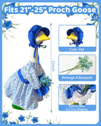 Fall Summer Porch Goose Outfits, Floral Dress & Hat Fits 23" Statue