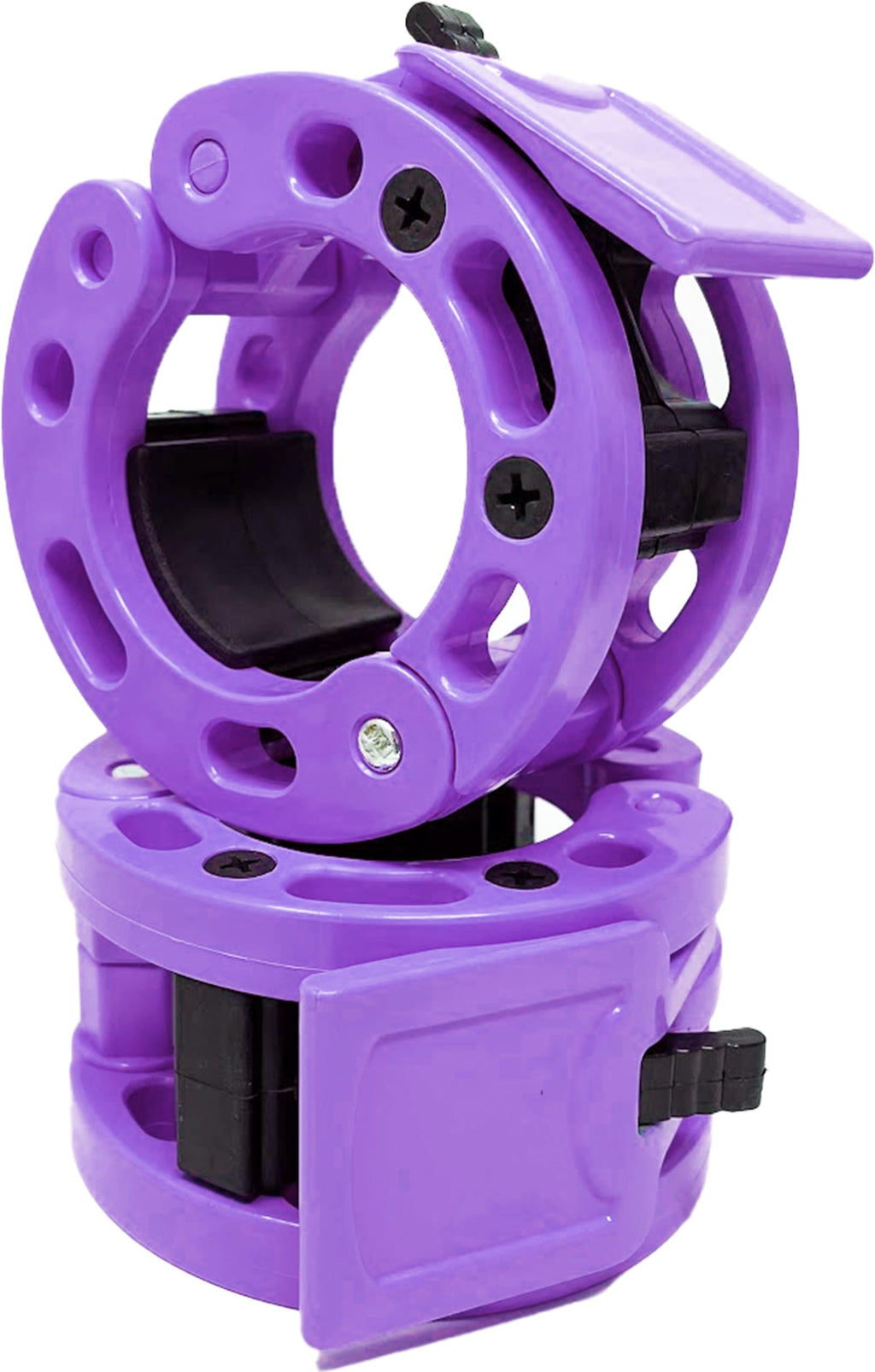 Clout Fitness Olympic Barbell Clamps Collars Quick Release Pair of Locking Weight Clips Fit 2 Inch Barbell for Weightlifting (Purple)